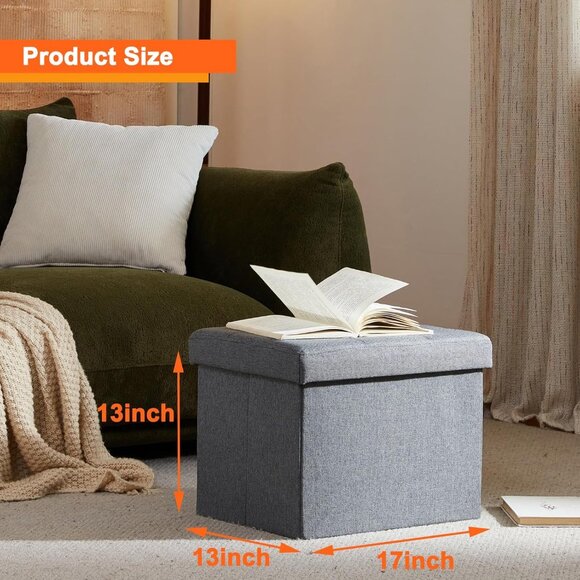 Storage Ottoman Footrest Stool Small Ottoman with Storage Foldable Ottomans Foot - Picture 3 of 6
